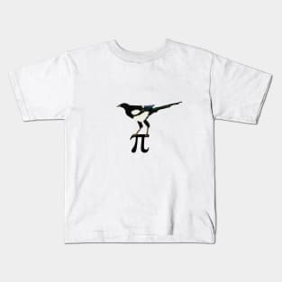 Eurasian Magpie standing on pi symbol Kids T-Shirt